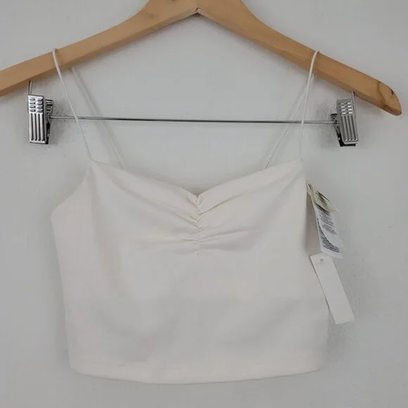 Free People Madewell Crop Tops Lot of 2 Sz XS/XXS in Metallic Black & Off White - Picture 2 of 16